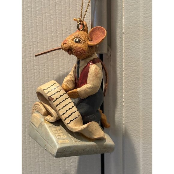 Kurt Adler Hole in the Wall Gang Mouse Accountant Ornament Adding Machine - Picture 2 of 4